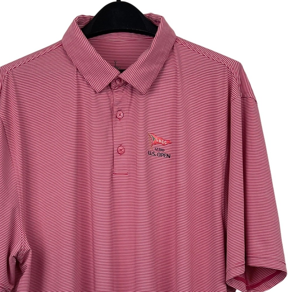 US‎ Open LACC 123rd Official Mens 2XL Performance Golf Polo Shirt Pink Striped